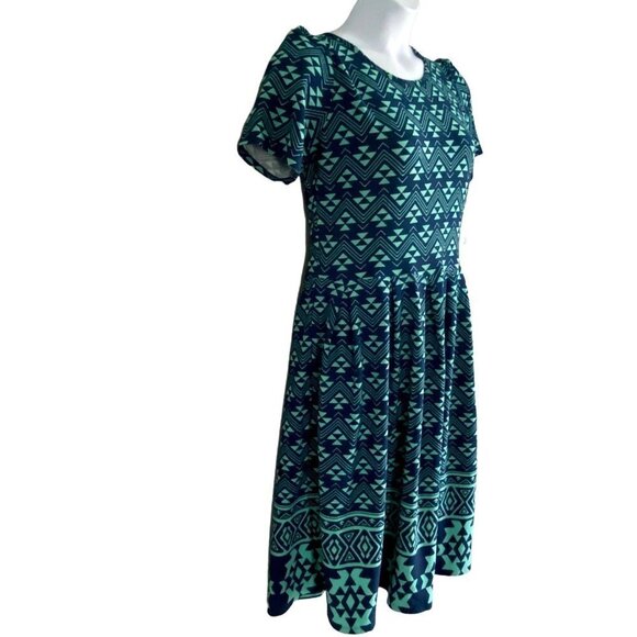 LulaRoe Amelia Dress with Pockets Blue Green XL NEW with Tags - Picture 2 of 12